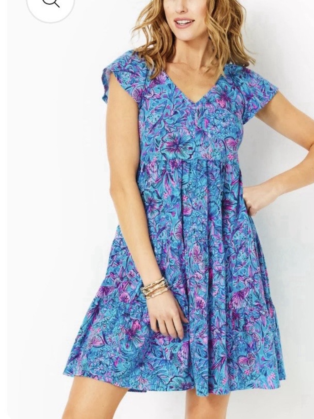 Lilly Pulitzer Kawai Swing Tiered Dress, Breakwater Blue Shells N Bells, Size XL